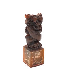 Vintage Chinese Hand Carved Dragon Seal