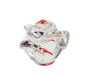 Waterford Crystal Minuette Rose Paperweight With Red Accent