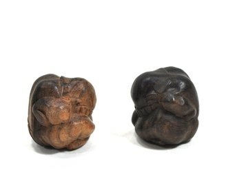 Pair Vintage Hand Carved Yogi Figure (Yogi-Man) Meditation Wood Figures