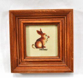 Jean Henry Miniature Painting Rabbit With Flower