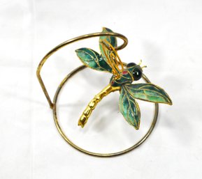 Enameled Dragonfly Figure With Stand