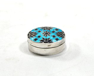 Vintage Enameled Sterling Silver Pillbox