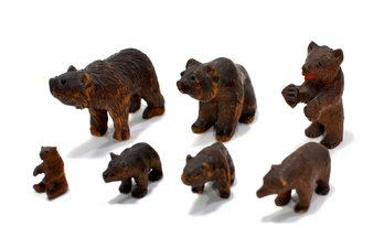 Antique Miniature Bear Figures - Black Forest Wood Carving