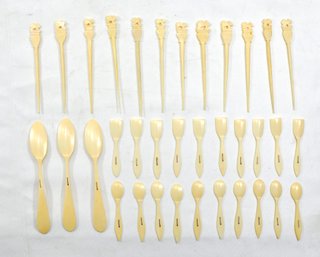 Vintage Miniature Spoons And Carved Toothpicks