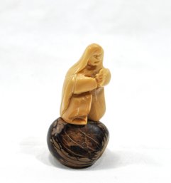 Vintage Hand Carved Miniature Praying Figure