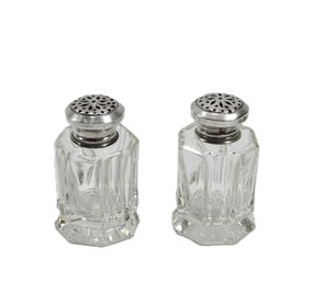 Vintage Glass & Sterling Silver Czechoslovakian Salt/Pepper Shakers