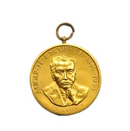 Vintage 24K GP Auguste Escoffier Medal - Medallic Art Company