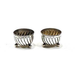 Pair Antique Sterling Silver Miniature Footed Bowls Cellars