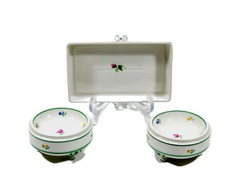 Antique Royal Wien Austrian Porcelain Footed Bowls & Tray Set