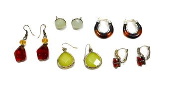 Vintage Earring Lot: Stone, Bakelite, Sterling