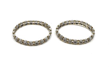 Pair Silver & Goldtone Rhinestone Bracelets