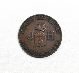 UNIQUE 1939 J.H. Middle West Copper Medal - Personalized