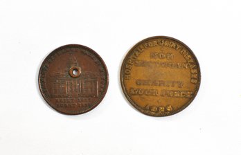 1835 Hard Times Cent And 1925 Charity Luck Piece Token