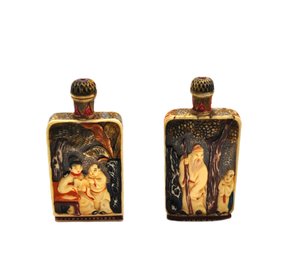 Pair Of Antique Chinese Carved Snuff Bottles  - Qing Dynasty