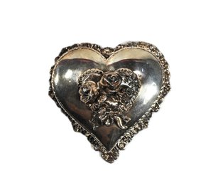 Vintage Reed & Barton Silver Plated Musical Memories Heart Shaped Music Box