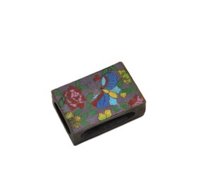 Antique Chinese Brass Cloisonne BUTTERFLY Matchbox Holder