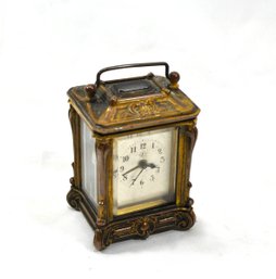 Antique French Miniature Brass Carriage Clock