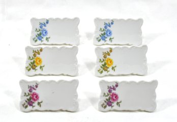 Set 6 Vintage Shafford Porcelain Menu Place Card Holder Floral Pattern