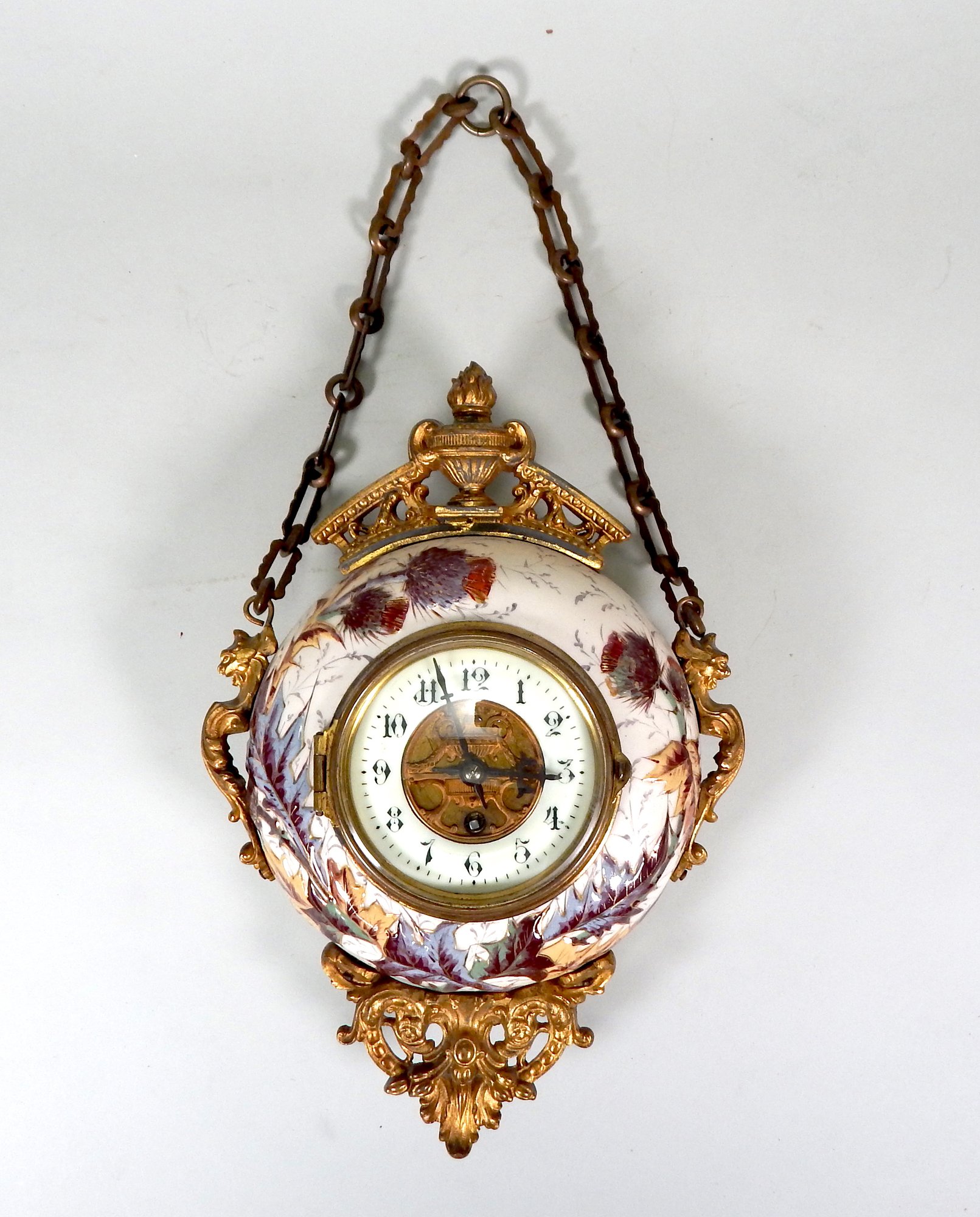 Antique 19th C. French Brevet Fotbie Enamelware Wall Clock 20747