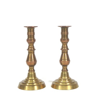 Pair Antique S. EASTMAN CO. CONCORD, NH Brass Candlesticks