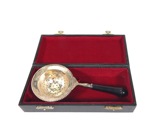 Vintage Silver Tea Strainer With Box