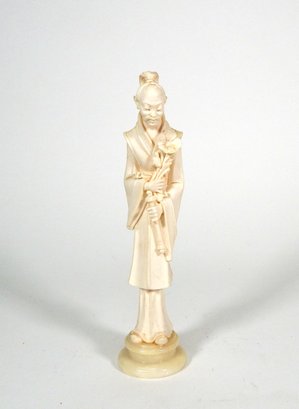 A. GIANNELLI ITALY Oriental Man Holding A Flower Alabaster Figurine Signed