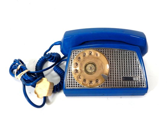 Vintage TIL Blue Rotary Dial Telephone