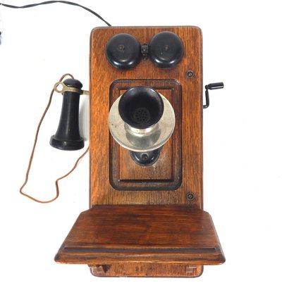 Antique Oak Kellogg Chicago Cathedral Wall Telephone 1901