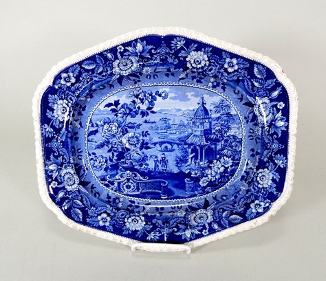 Antique Rigways ' Asiatic Palaces' Dark Blue Transfer Platter
