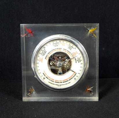 Vintage Fishing Theme Frank F. Watrous Acrylic Lucite Desk Barometer - Germany