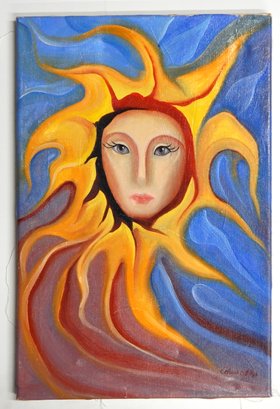 Edward Yov (20th C. Moldova) ' Sunny Face' Expressionist Oil Painting