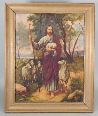 Emile Brunet (1899 - 1977) Jesus The Good Shepard Oil Painting