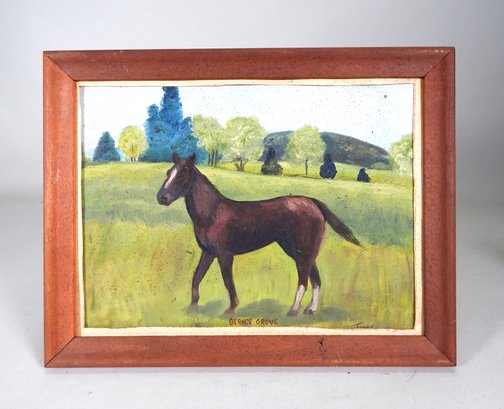 Vintage Toppy 1970 Horse Oil Painting ' Orange Grove'