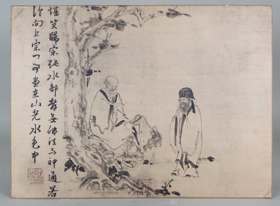 Antique Japanese Painting ' Deeds Of The Zen Masters'