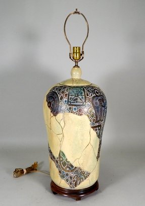 Large Vintage Art Pottery Vase Table Lamp