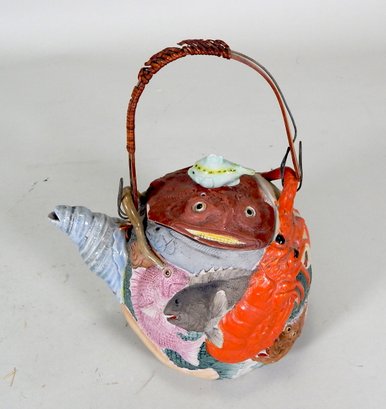 Vintage Sea Creatures Art Pottery Teapot