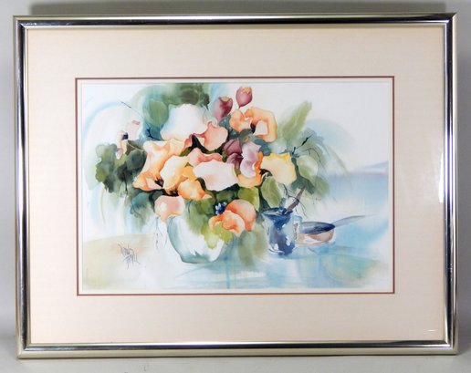 Vintage Flower Watercolor Painting- Signed