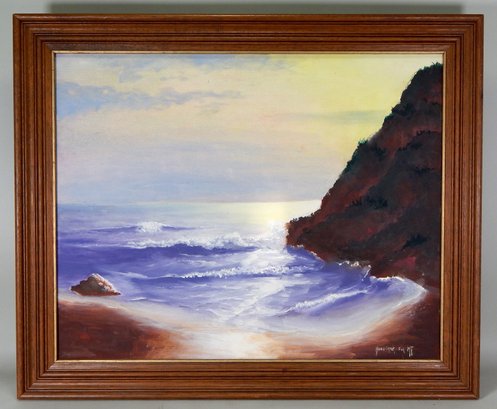 Vintage Hanuschak (20th Century) Seascape Oil Painting Impressionism