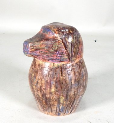 Vintage Art Pottery Baboon Lidded Jar