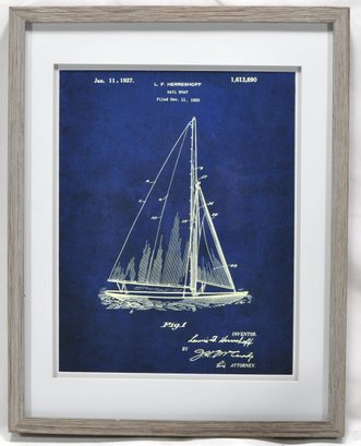 Framed Racing Boat Herreshoff Blueprint Print