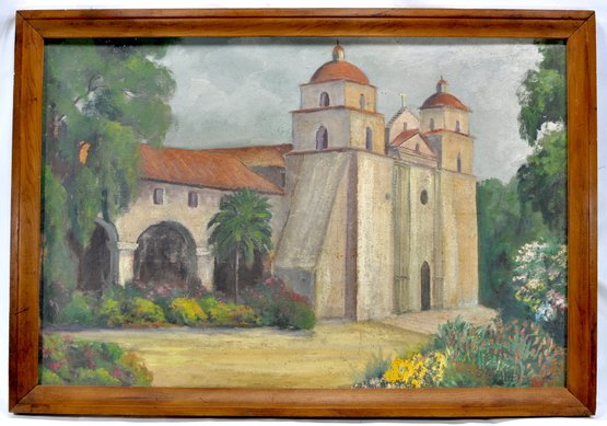 Original SMALLEY California Mission Oil Painting Landscape