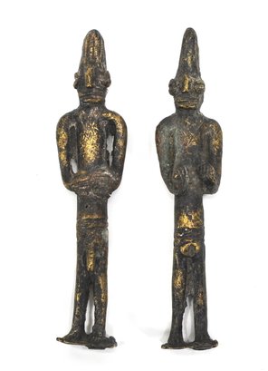 Vintage Edan Ogboni - Brass Male & Female Shrine Figurines