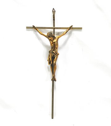 Antique Brass Catholic Wall Hanging Crucifix