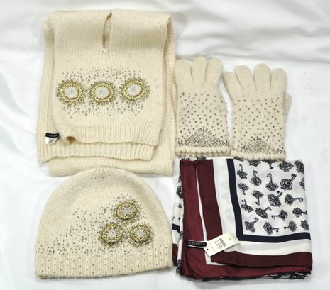 Original TALBOTS Silk Scarf And Hat/ Gloves/ Scarf Set