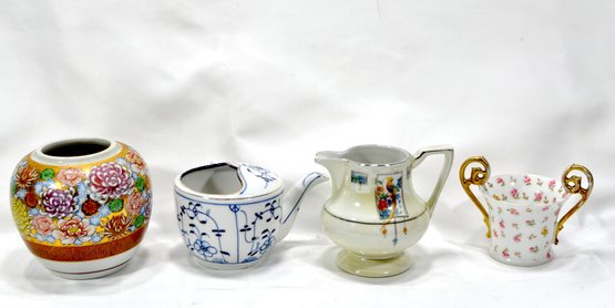 Vintage Porcelain Lot: Teapot, Jar, Pitcher Lot