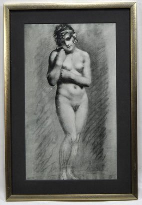 Vintage Standing Female Nude Drawing