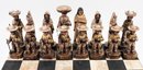 Vintage Mexican Carved Wood Chess Game Board