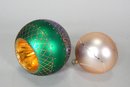 Vintage Christmas Ornament Lot Including Two Signed Glass Balls