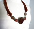 Beautiful Large Chunky Necklace With Agates & Glass Beads