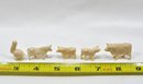 Vintage Miniature Hand Carved Animals Figures: Pelican, Cows, Bull